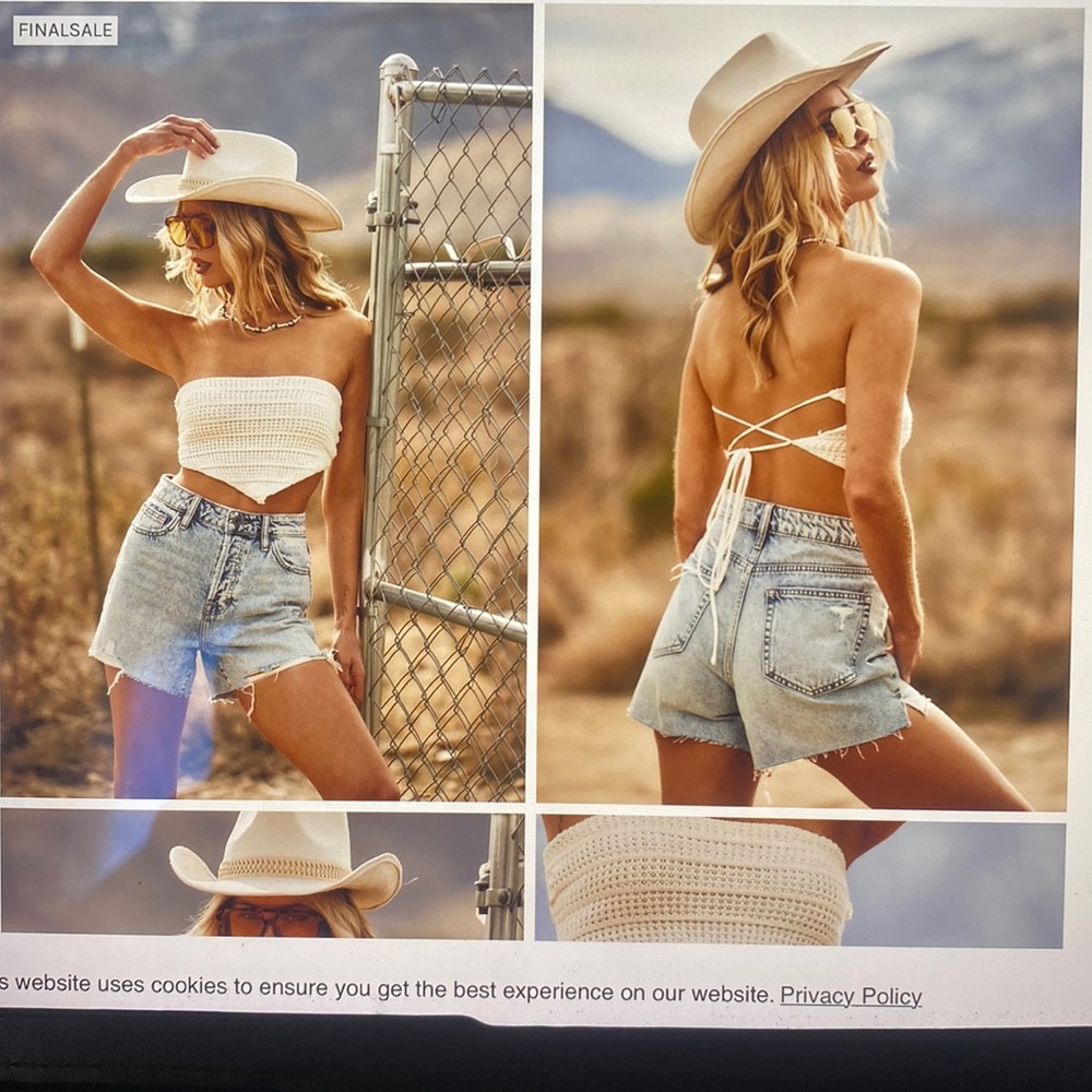 12th Tribe ROCHELLE IVORY CROCHET CROP TOP - brand new